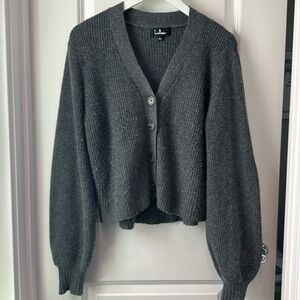 Lulus Gray V Neck Cardigan Sweater